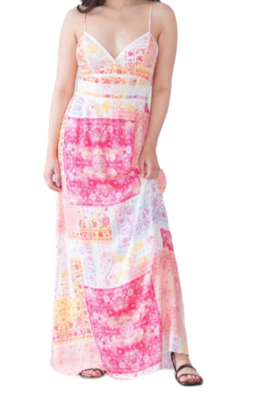 CoCo + Jaimeson dress Patchwork print sleeveless maxi Large L